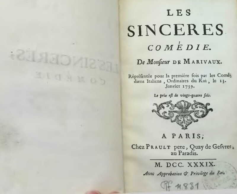 1739 : Les sincères