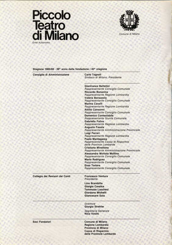 1985 : Il trionfo dell’amore, Programme