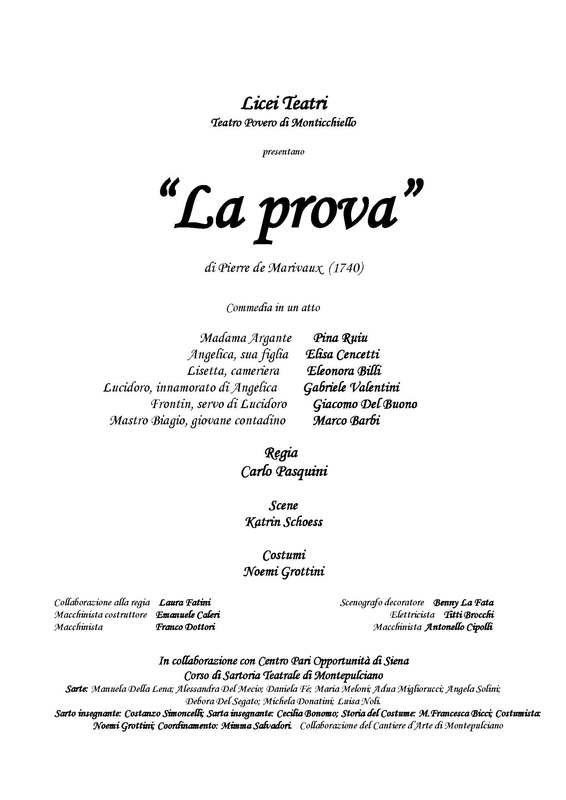 2003 : La prova, Programme