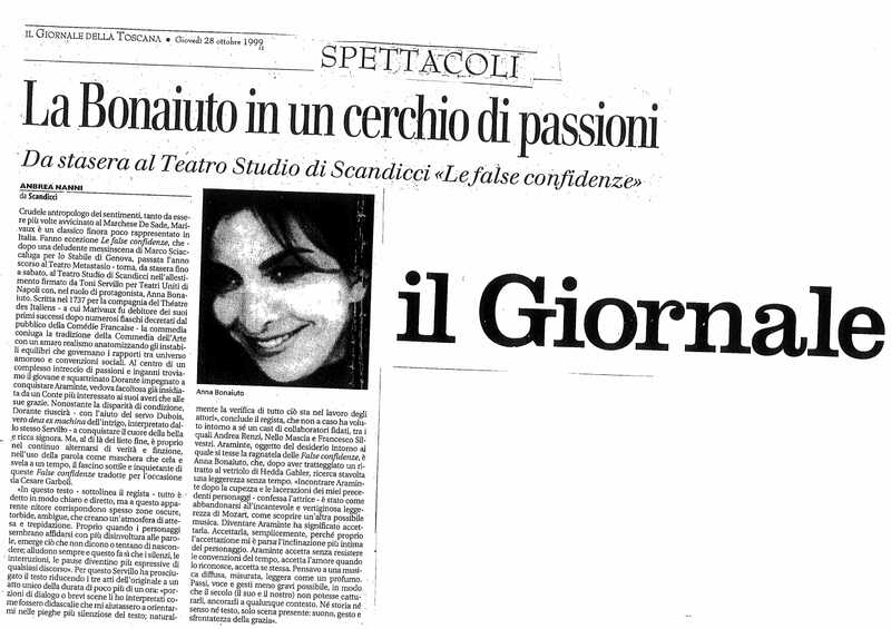 1998 : Le false confidenze (Toni Servillo), Revue de presse