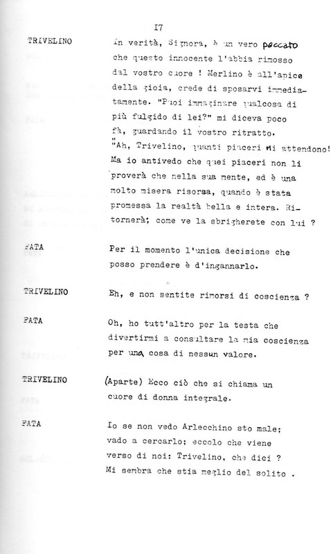 1988 : Arlecchino educato dall’amore (Marco Bernardi) script