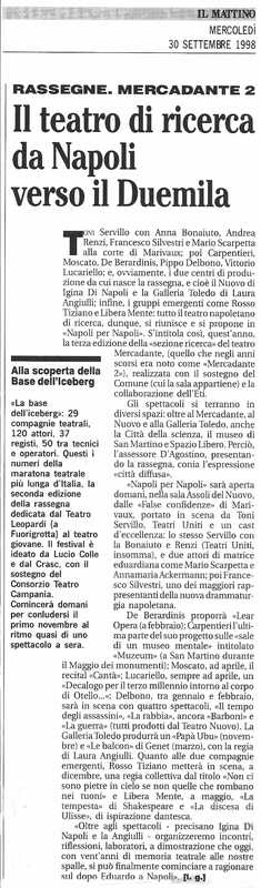 1998 : Le false confidenze (Toni Servillo), Revue de presse
