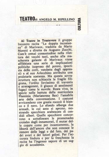 1976 : La doppia incostanza, Revue de presse
