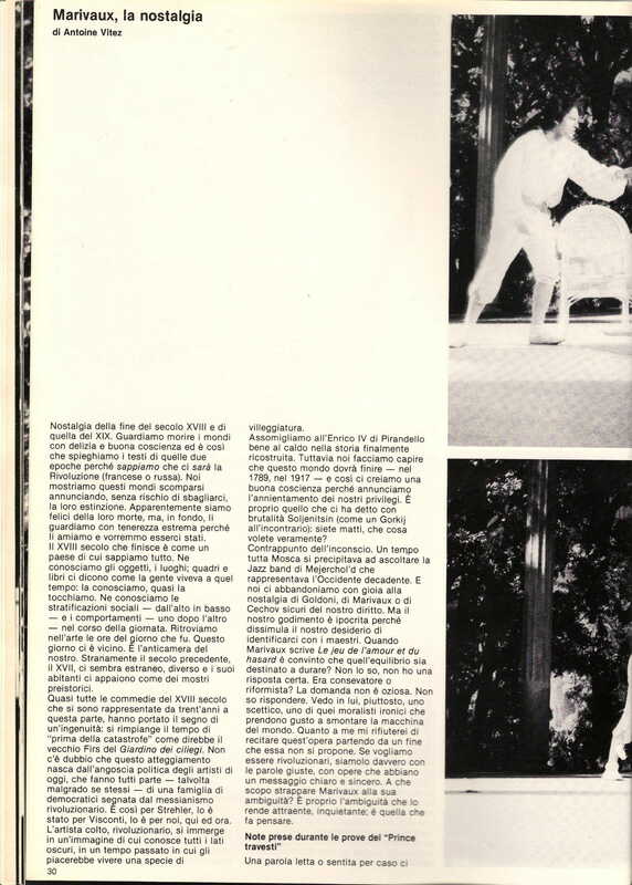 1985 : Il trionfo dell’amore, Programme
