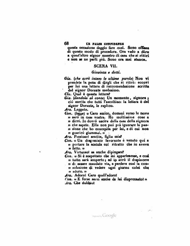 1833 : Le false confidenze
