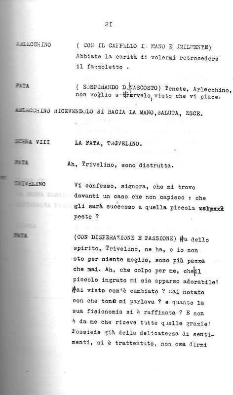 1988 : Arlecchino educato dall’amore (Marco Bernardi) script