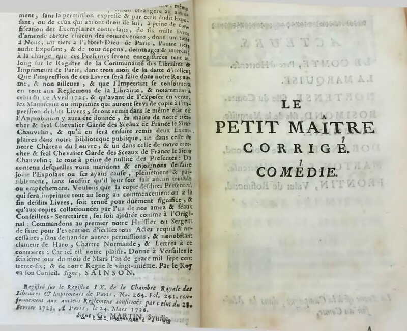 1739 : Le petit-maître corrigé