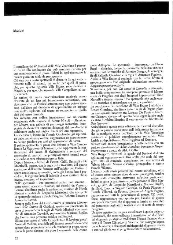 1991 : La finta serva, Programme