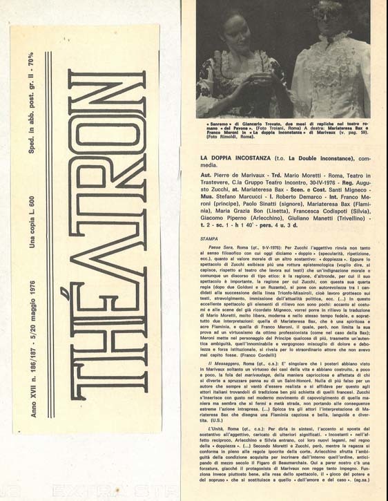 1976 : La doppia incostanza, Revue de presse