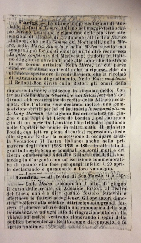 1857 : Le false confidenze, Revue de presse