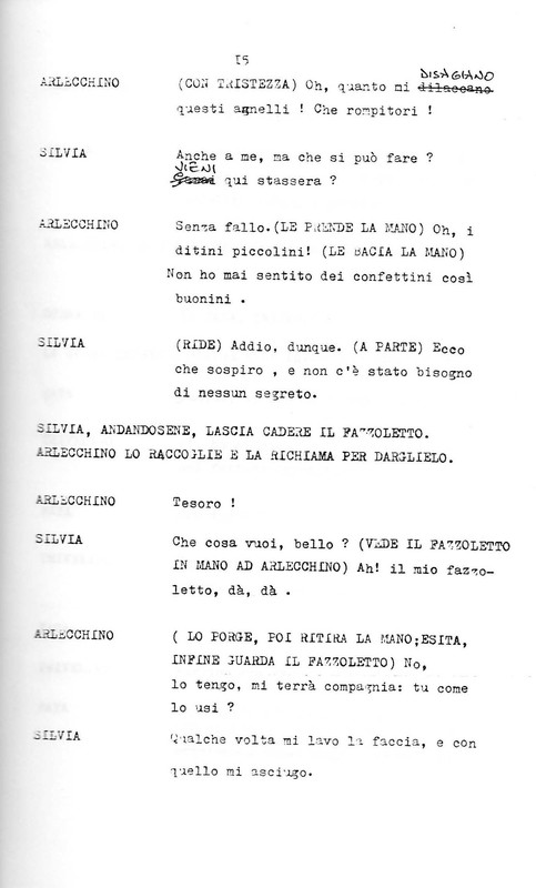 1988 : Arlecchino educato dall’amore (Marco Bernardi) script