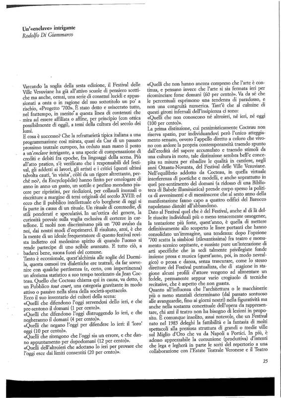 1991 : La finta serva, Programme