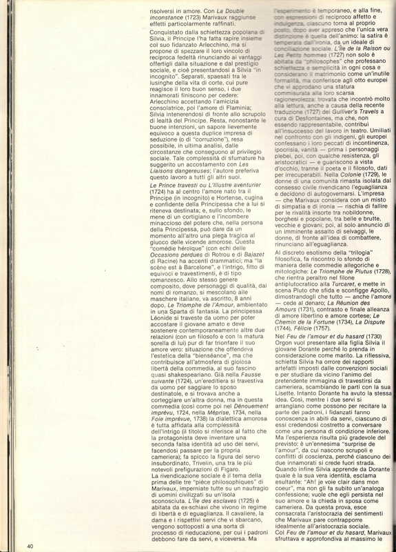 1985 : Il trionfo dell’amore, Programme