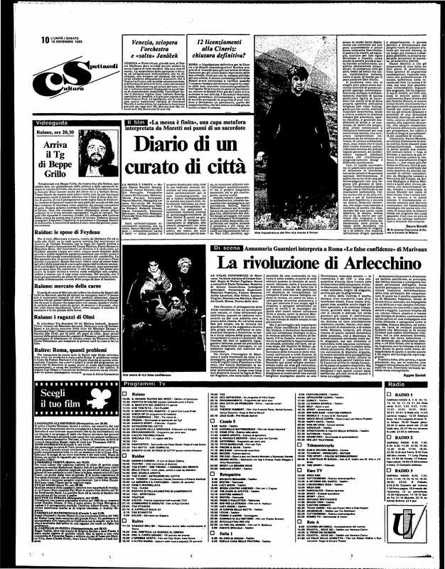 1985 : Le false confidenze, Revue de presse