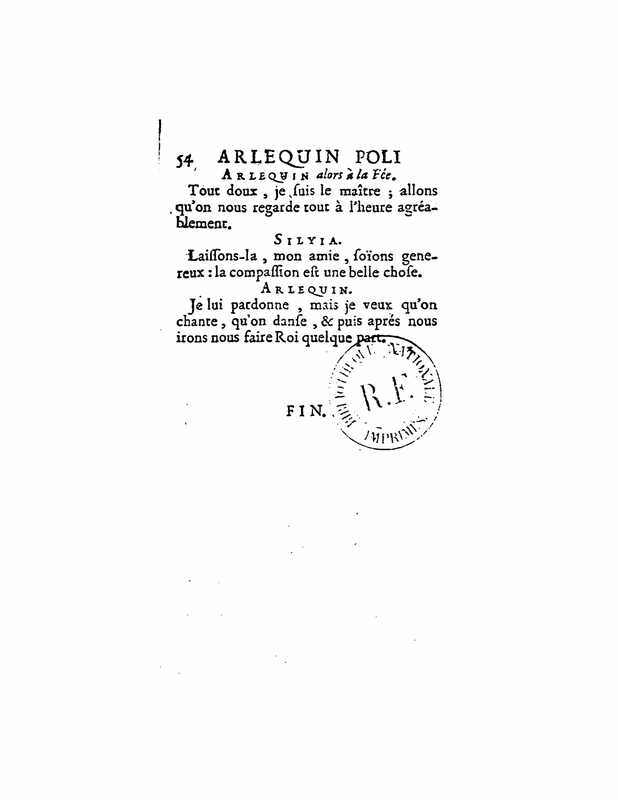 1723 : Arlequin poli par l’amour
