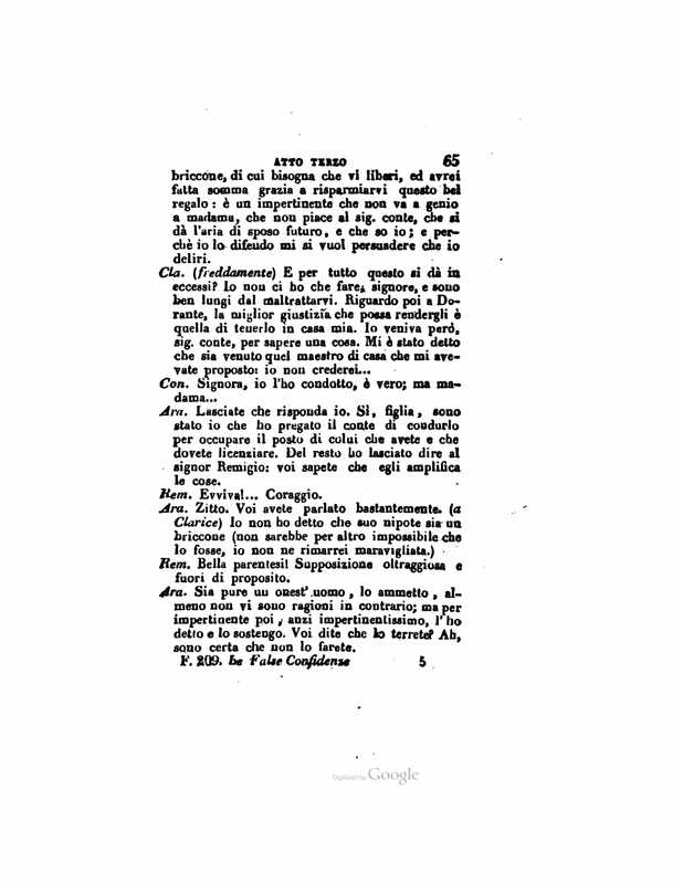 1833 : Le false confidenze