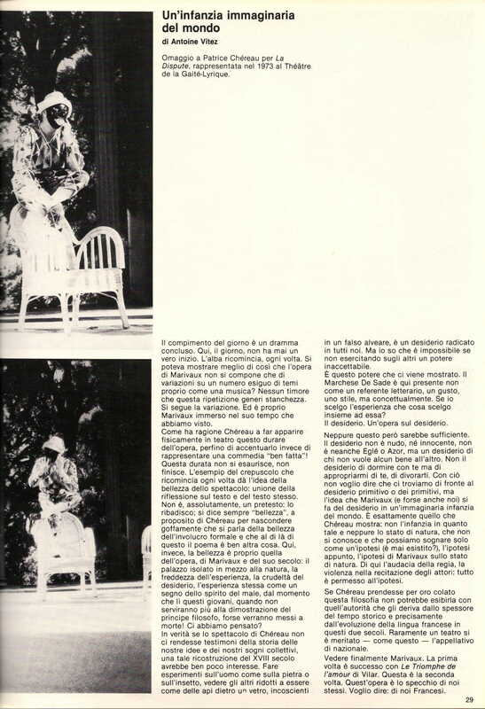 1985 : Il trionfo dell’amore, Programme