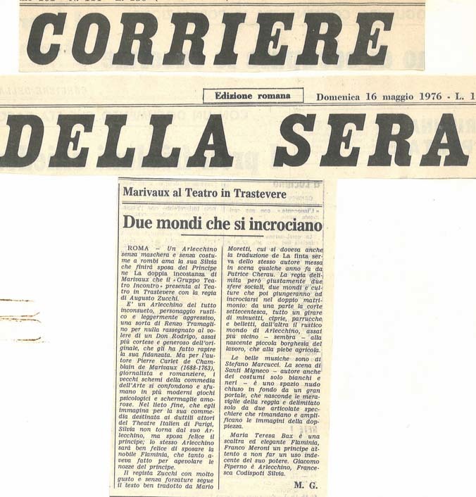 1976 : La doppia incostanza, Revue de presse
