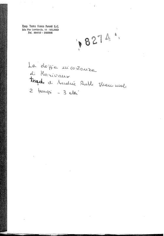 1978 : La doppia incostanza (Andrée Ruth Shammah) script