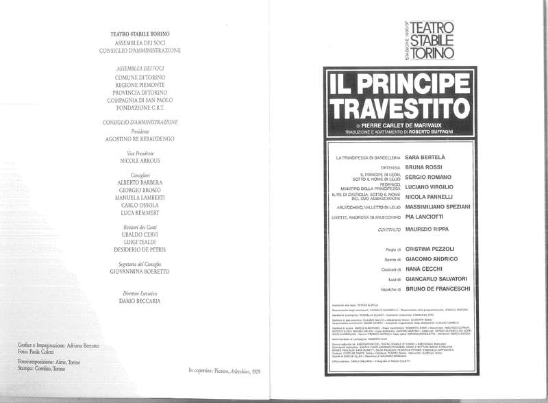 1997 : Il principe travestito (Programme)