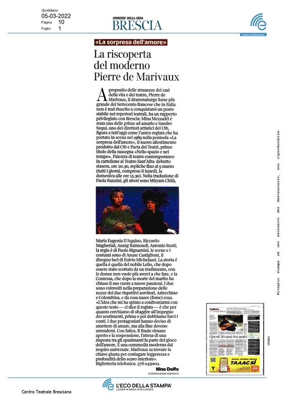 2020 : La sorpresa dell’amore (Paolo Bignamini) revue de presse (reprise 2022)