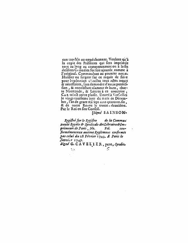 1747 : La dispute