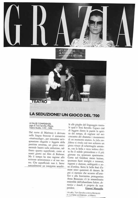 1998 : Le false confidenze (Toni Servillo), Revue de presse (Reprise 2005-2007)