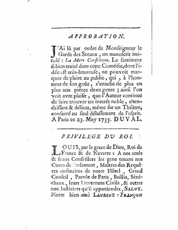 1735 : La mère confidente
