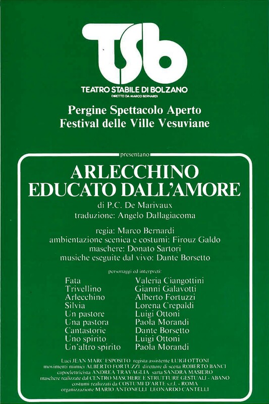 1988 : Arlecchino educato dall’amore, (Marco Bernardi) programme