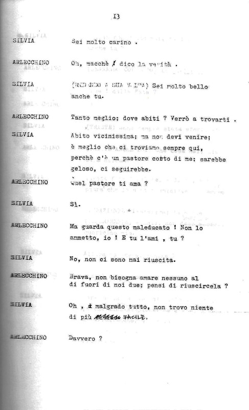 1988 : Arlecchino educato dall’amore (Marco Bernardi) script