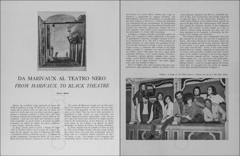 1971 : La finta serva ovvero il furbo punito, Programme du Festival de Spoleto