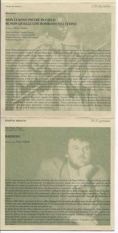 1998 : Le false confidenze (Toni Servillo), Programme 1998