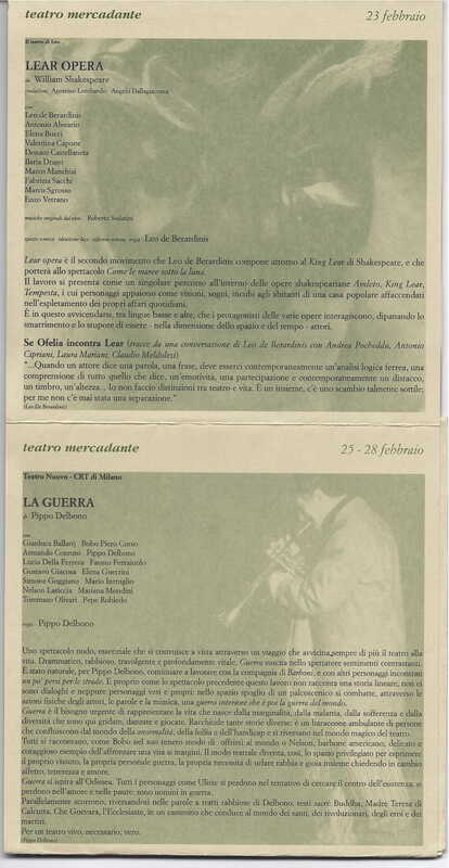 1998 : Le false confidenze (Toni Servillo), Programme 1998