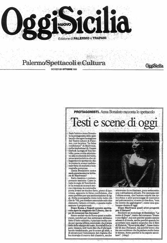 1998 : Le false confidenze (Toni Servillo), Revue de presse