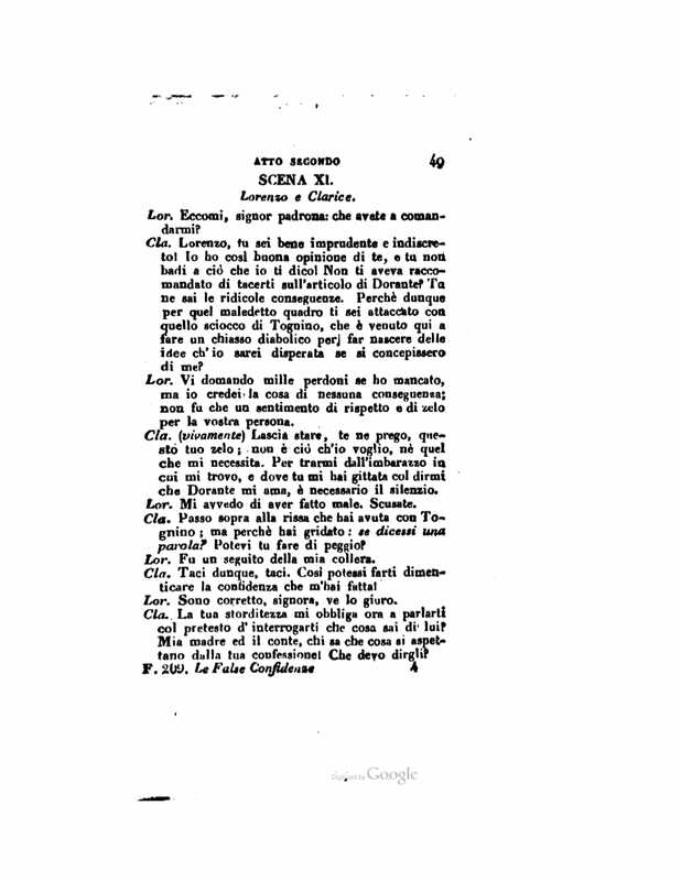 1833 : Le false confidenze