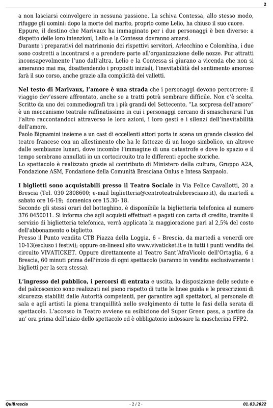 2020 : La sorpresa dell’amore (Paolo Bignamini) revue de presse (reprise 2022)