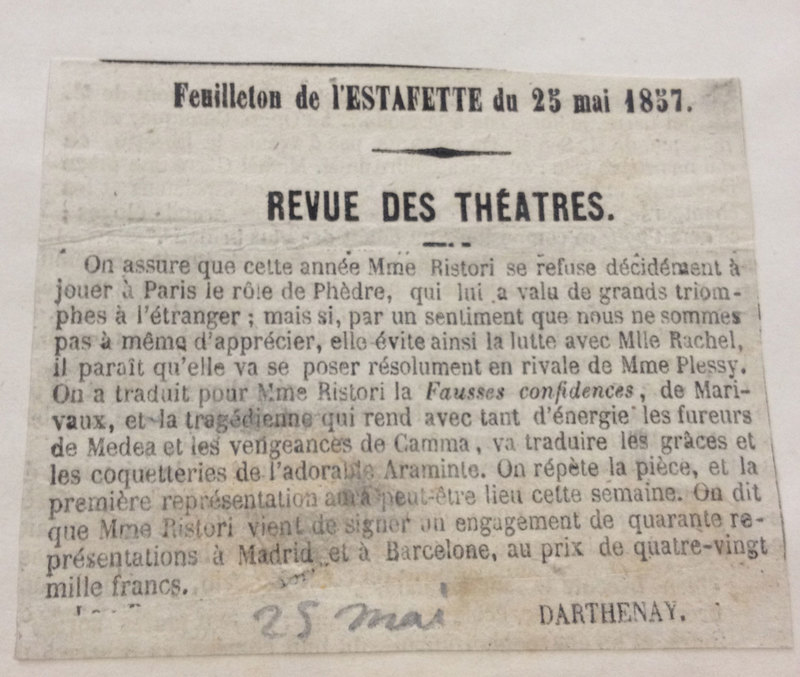 1857 : Le false confidenze, Revue de presse