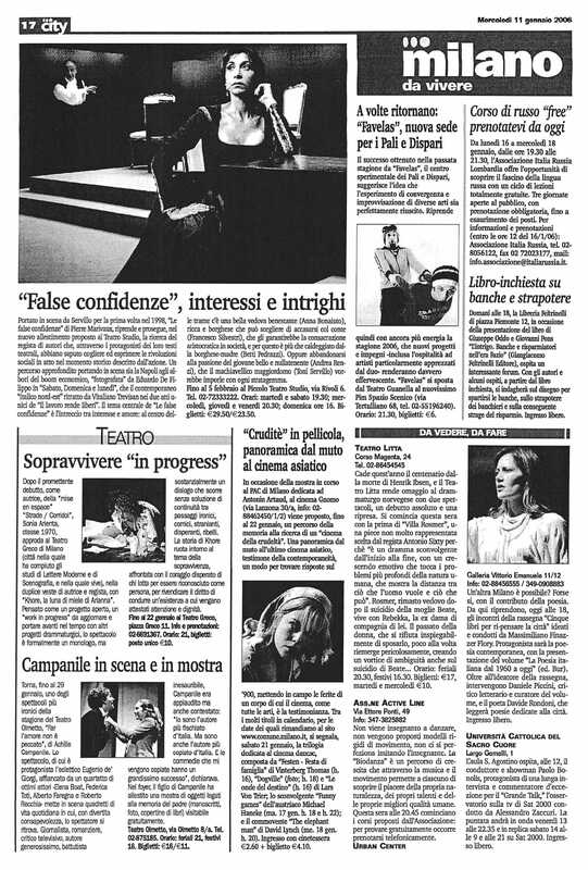 1998 : Le false confidenze (Toni Servillo), Revue de presse (Reprise 2005-2007)