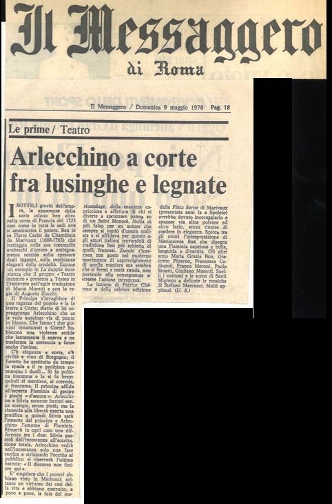 1976 : La doppia incostanza, Revue de presse