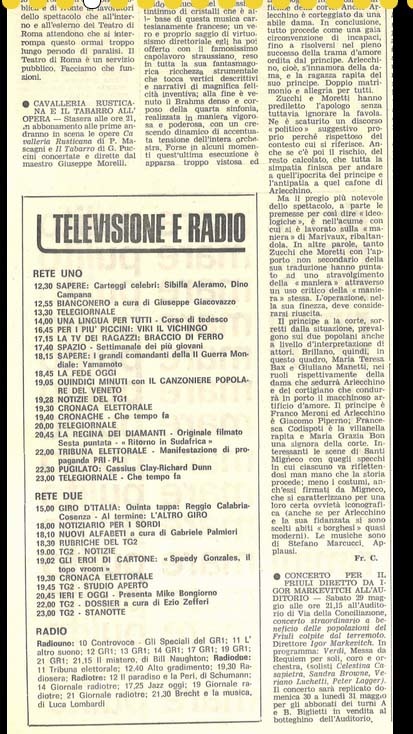 1976 : La doppia incostanza, Revue de presse