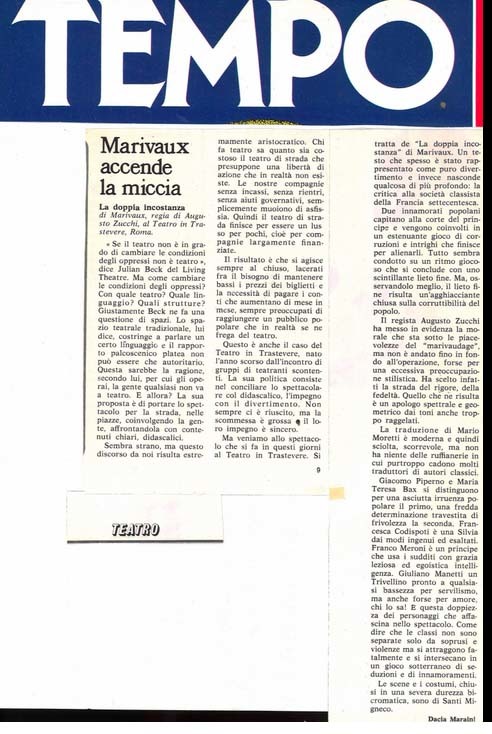 1976 : La doppia incostanza, Revue de presse