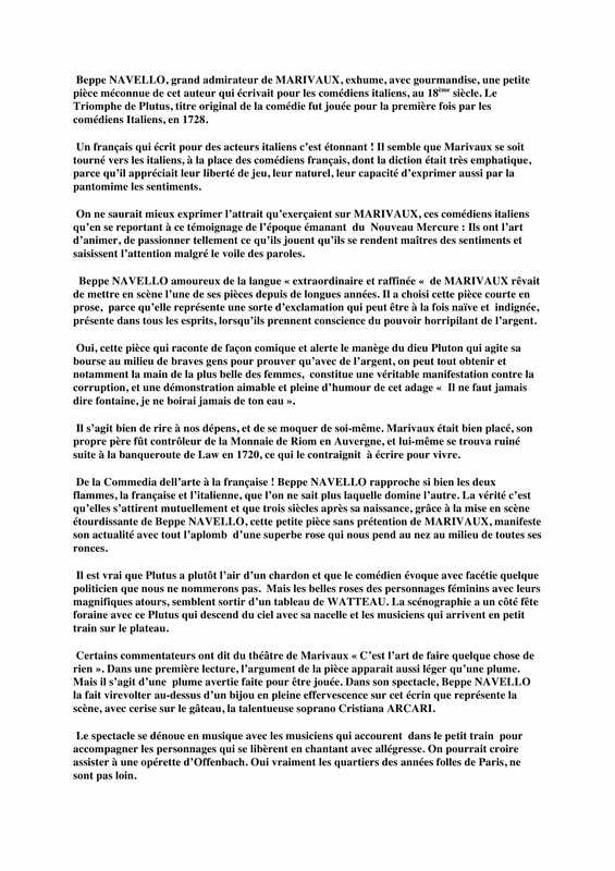 2015 : Il trionfo del dio denaro, Revue de presse