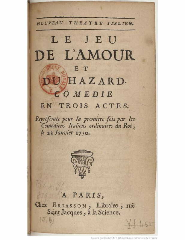 1730 : Le jeu de l’amour et du hasard