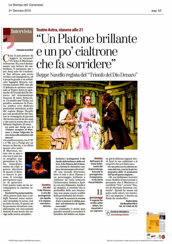 2015 : Il trionfo del dio denaro, Revue de presse