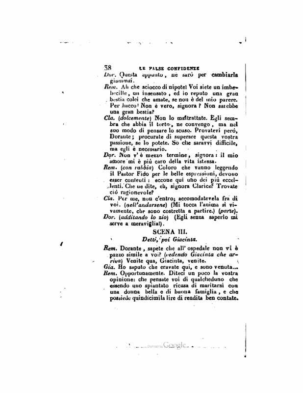 1833 : Le false confidenze