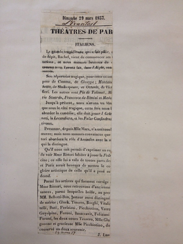 1857 : Le false confidenze, Revue de presse