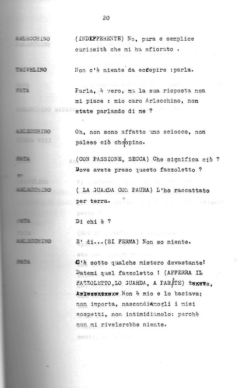 1988 : Arlecchino educato dall’amore (Marco Bernardi) script