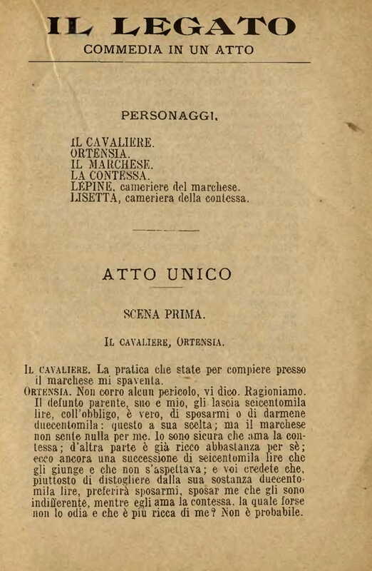 1907 : Il legato (Felicina Sacchetti Parvis)