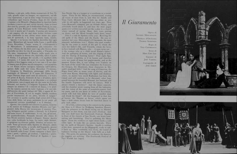 1971 : La finta serva ovvero il furbo punito, Programme du Festival de Spoleto