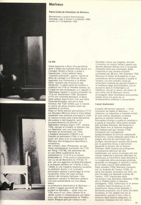 1985 : Il trionfo dell’amore, Programme